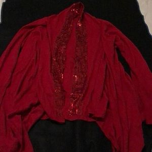 Red cardigan with sequins